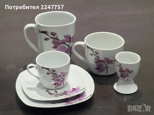 Шесторен сет Орхидея порцелан Германия