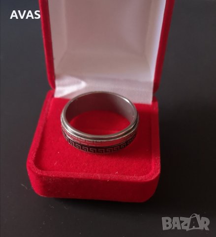 Нов пръстен за мъж Versace дизайн сребърно и черно, снимка 2 - Пръстени - 29902672