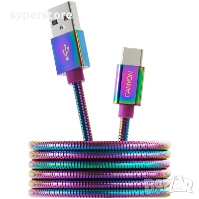 Кабел USB Type C към USB 2.0 CANYON CNS-USBC7RW Метална оплетка 1.2м USB Type C to USB 2.0 M/M