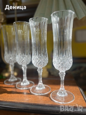 Френски кристални чаши за шампанско 4 броя -20.5  см височина  Цена-40 лв, снимка 4 - Чаши - 52970013