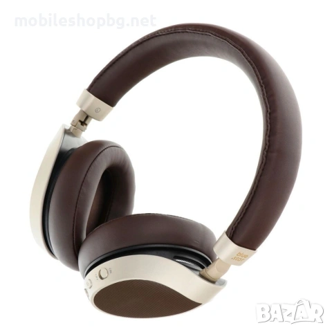 слушалки безжични с опция кабел кафеви