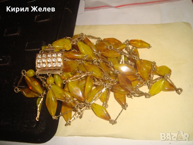 СТАРИННА АРТ ДЕКО ОГЪРЛИЦА от МУРАНО и БРОНЗ ЦВЕТНО ВЕНЕЦИАНСКО СТЪКЛО РЕТРО АРТ БИЖУ РЯДКО 24328, снимка 12 - Антикварни и старинни предмети - 33957553