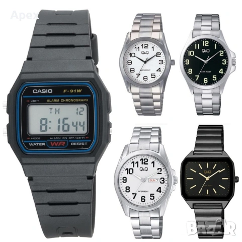 Оригинален Часовник Casio F-91W-1.Ретро Касио F-91W. Класически Модели Q&Q. Часовници Касио и QQ