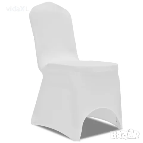 vidaXL Покривни калъфи за столове, 100 бр, еластични, бели