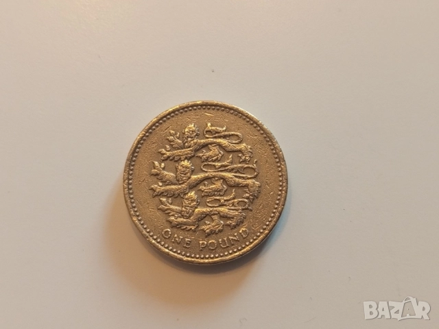 Монета 1997  Великобритания 1 pound (English 3 Lions) - Elizabeth II 3rd portrait 