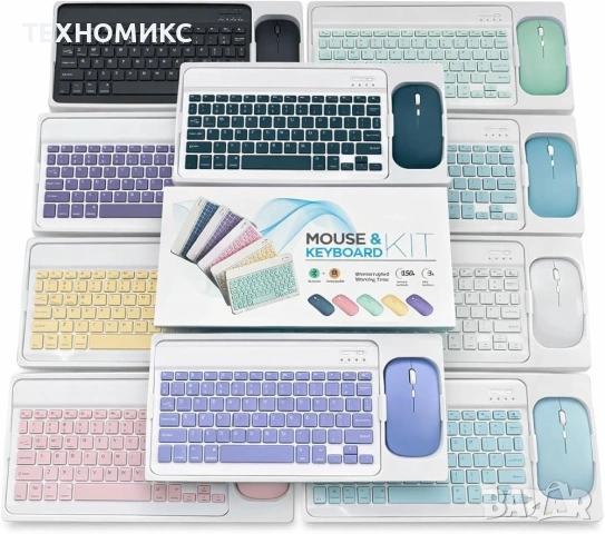 ПРОМО!!! Комплект Bluetooth безшумна клавиатура и мишка – ултратънки, снимка 2 - Клавиатури и мишки - 54082805