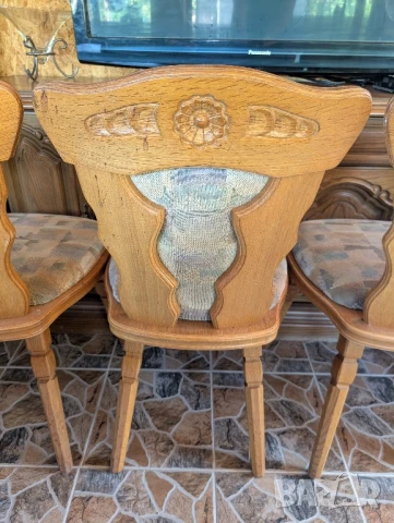✨Комплект от 5 масивни дървени столове (дърворезба)✨, снимка 13 - Столове - 50596043