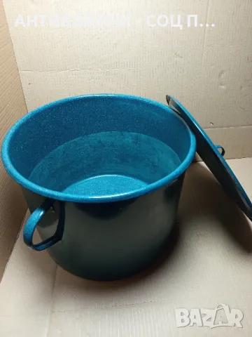 Соц Стара Емайлирана Голяма Тенджера Казан 35лт., снимка 2 - Антикварни и старинни предмети - 49667644