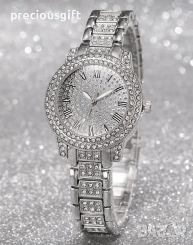 Дамски комплект от 5 части - часовник, колие, гривна, обеци и пръстен, снимка 4 - Дамски - 54139151