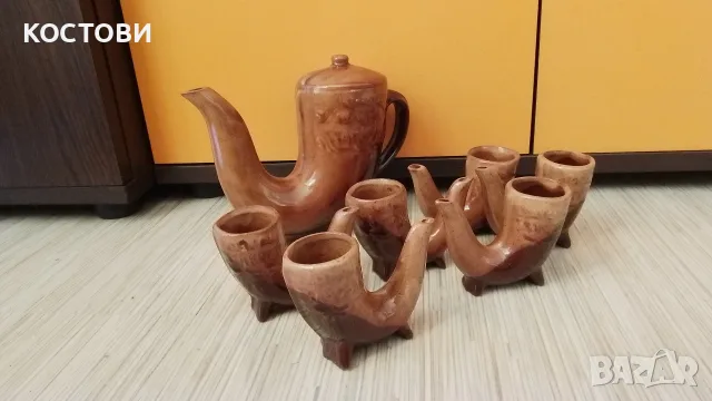 Керамичен сервиз за ракия или вино, снимка 5 - Сервизи - 56414554
