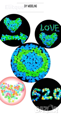 Малки цветни светещи в тъмното камъни за декорация, 50 броя в комплект, снимка 4 - Други стоки за дома - 52796059