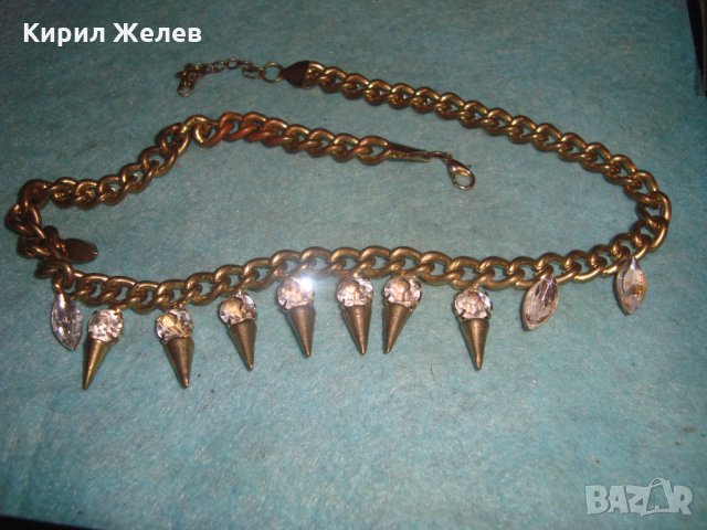ЗЛАТИСТА ПЪНКАРСКА КРИСТАЛНА ОГЪРЛИЦА КОЛИЕ ГЕРДАН 23741, снимка 5 - Колиета, медальони, синджири - 35353326