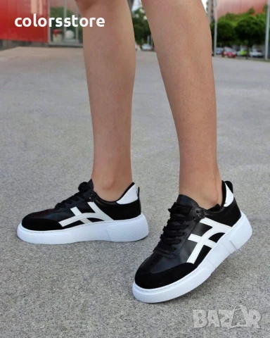 Равни кецове - черно с бяло - KA768

, снимка 2 - Кецове - 50760154