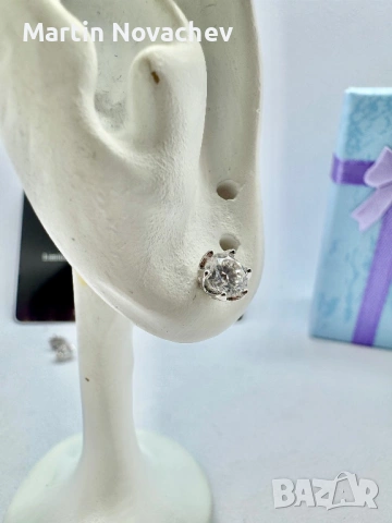 Сребърни обеци с мойсанит (Диамант) 0.5 карата, снимка 10 - Обеци - 53889248