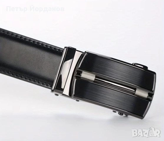 Мъжки кожени колани с автоматична катарама – комплект 2 броя, снимка 2 - Колани - 54080402