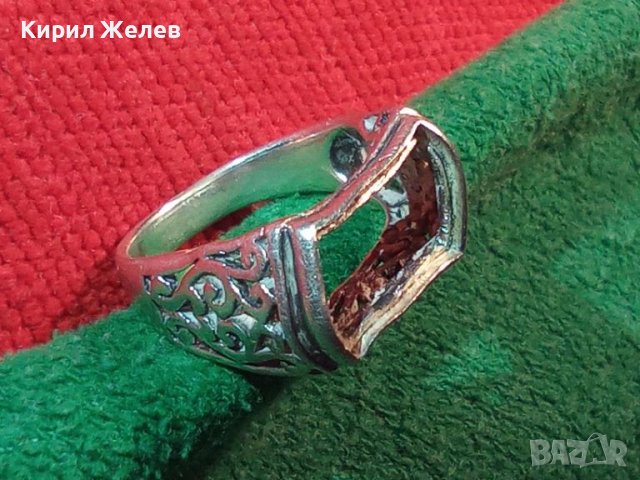 Стар СТИЛНО ОРНАМЕНТИРАН СРЕБЪРЕН ПРЪСТЕН СРЕБРО 925 с ГНЕЗДО За ВГРАЖДАНЕ на СКЪПОЦЕНЕН КАМЪК 45726