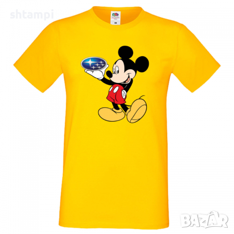 Мъжка тениска Mickey Mouse Subaru Подарък,Изненада,Рожден ден, снимка 10 - Тениски - 36577648