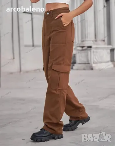 Дамски едноцветни ежедневни извънгабаритни хипстърски карго панталони, 5цвята , снимка 11 - Панталони - 47771967