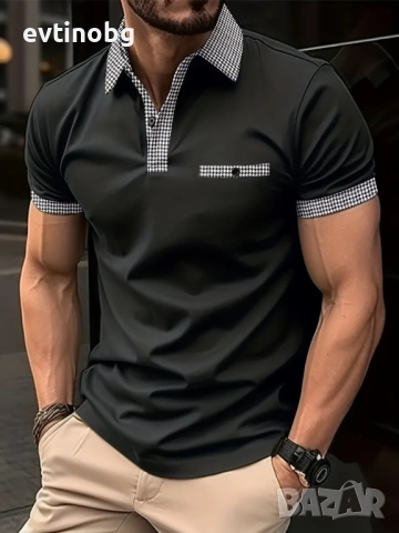 Мъжка ежедневна карирана риза с ревер,4 копчета,винтидж стил и къс ръкав, снимка 8 - Ризи - 54125523