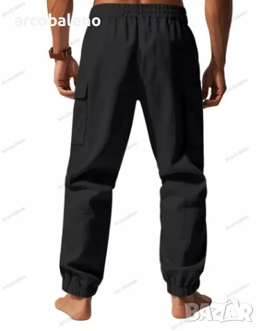Мъжки ленени ежедневни спортни панталони с маншети и с множество джобове, 4цвята , снимка 14 - Панталони - 50677986