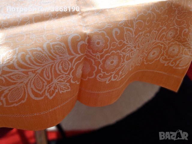 Ленена покривка за маса в оранжев цвят, снимка 3 - Покривки за маси - 44270645