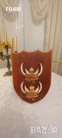 Двоен немски трофей диво прасе, резбована поставка, документ, снимка 7 - Колекции - 48299494