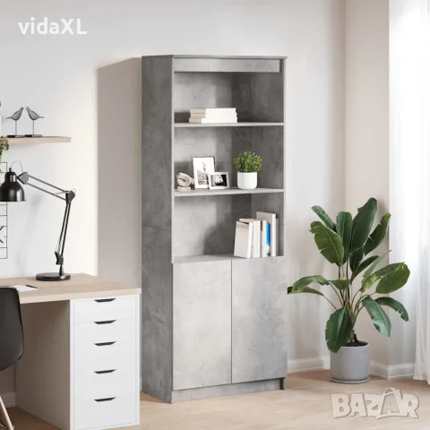 vidaXL Висок шкаф, бетонно сив, 70x35x180 см, инженерно дърво, снимка 2 - Бюфети - 56147032