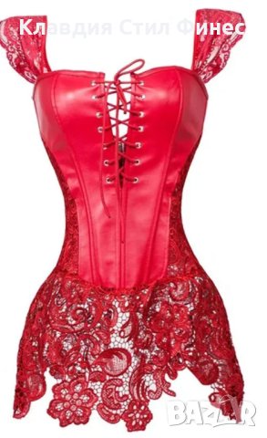 🎀 Еротичен кожен корсет с красива дантела, снимка 4 - Корсети, бюстиета, топове - 44174232