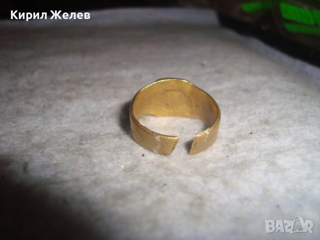 СТАР БРОНЗОВ ОРНАМЕНТИРАН РЪЧНО МАЙСТОРСКИ ПОЗЛАТЕН РЕГУЛИРУЕМ РЕТРО ПРЪСТЕН 27555, снимка 3 - Антикварни и старинни предмети - 36771089