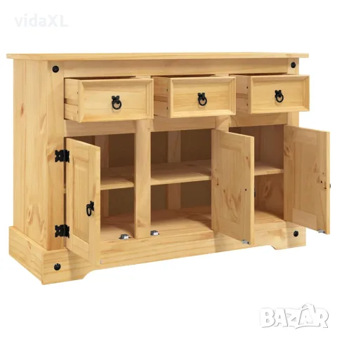 vidaXL Бюфет "Corona", кафяв, 112x44x78 см, масивна дървесина, мексикански бор, снимка 4 - Бюфети - 56147361
