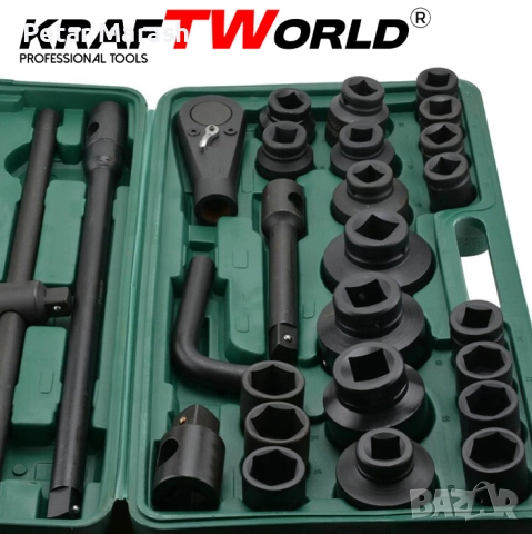 Камионджийско гедоре 26 части KraftWorld – 3/4″ & 1″, ударни вложки 21–65 мм, снимка 5 - Гедорета - 51452218