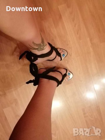 LJO by Jennifer Lopez, черни сандали с връзки и елементи от естествена кожа , снимка 8 - Дамски обувки на ток - 29711116