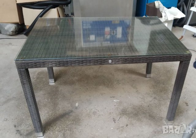 Маса ратан и стъкло, снимка 5 - Маси - 32135312