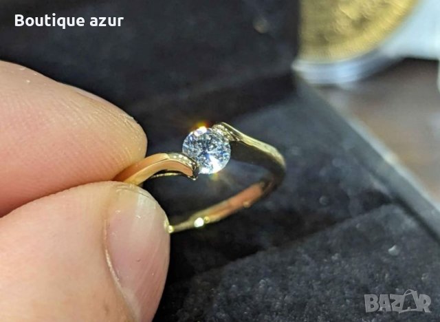 пръстен от медицинска стомана с 18к златно покритие , снимка 1 - Пръстени - 44298590