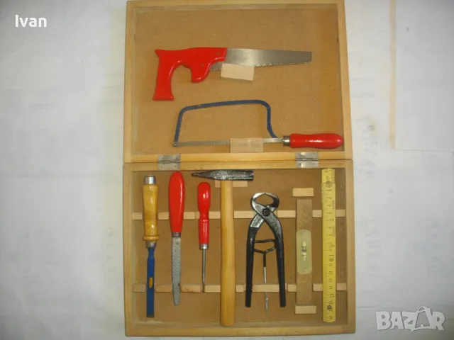 НОВ Немски КОМПЛЕКТ РЪЧНИ ИНСТРУМЕНТИ ТИП ДЕТСКИ ЗА ОБУЧЕНИЕ ПРАКТИКА 10 броя Старо масивно качество, снимка 2 - Други инструменти - 47662249