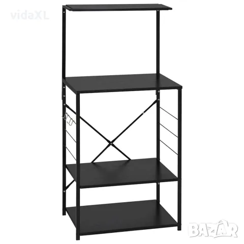vidaXL Шкаф за микровълнова, черен, 60x39,6x123 см, инженерно дърво