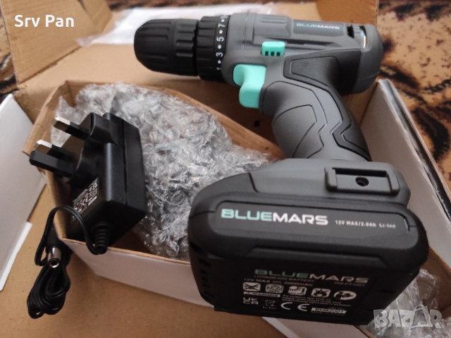 Bluemars Винтовер с 2 свредла 12V Модел MB-PT1001, снимка 7 - Винтоверти - 44569355