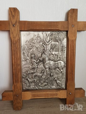 Антична немска релефна и гравирана оловно цинкова картина, снимка 5 - Картини - 33726510