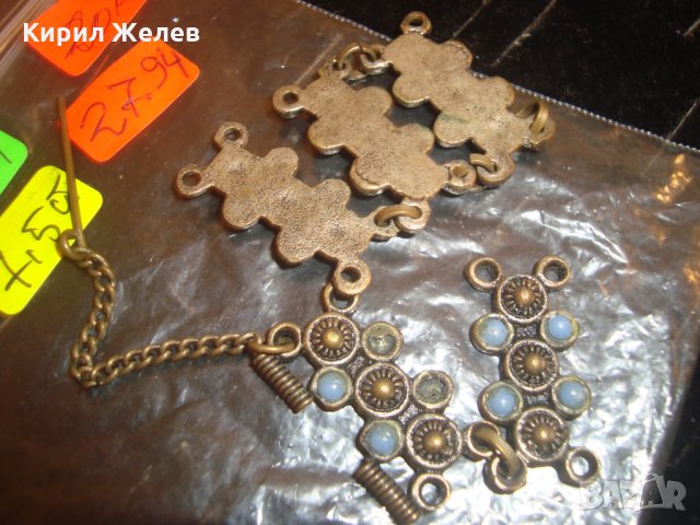 ВЪЗРОЖДЕНСКА БРОНЗОВА ГРИВНА ЕЛЕМЕНТИ с КАМЪНИ и ЩИФТ 11874, снимка 5 - Антикварни и старинни предмети - 30652662
