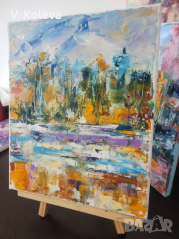 Абстрактна картина, маслени бои, снимка 3 - Картини - 52811583