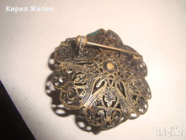 СТАРИННА БРОНЗОВА ФИЛИГРАННА БРОШКА с ЯСПИС и ПЕРЛИЧКИ АРТ ДЕКО 1921, снимка 10 - Други - 30701223
