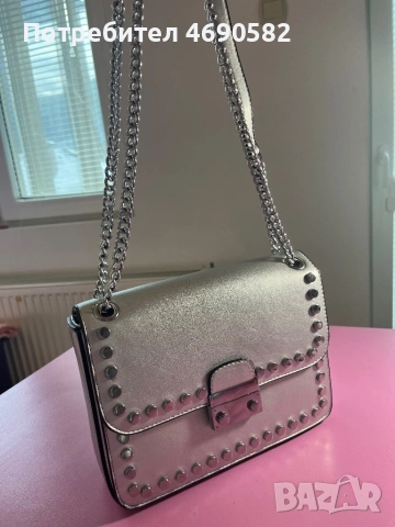 Сива чанта от еко кожа