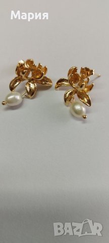 Сребърни обеци със златно покритие 