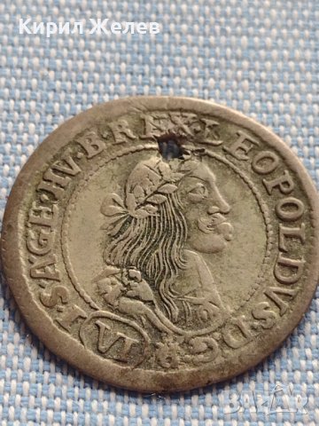 Сребърна монета 6 кройцера 1671г. Леополд първи Кремниц Унгария 13665
