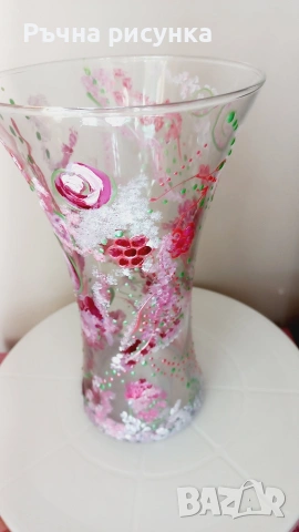 Големи ръчно рисувани стъклени вази, снимка 12 - Декорация за дома - 47083242