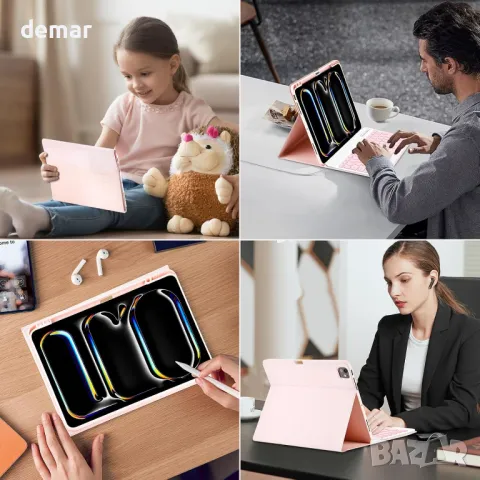 Калъф с клавиатура BQSS за iPad Pro 13 инча M4 2024 A3007 A2925 A2926, 7 цвята подсветка, снимка 7 - Таблети - 49288479