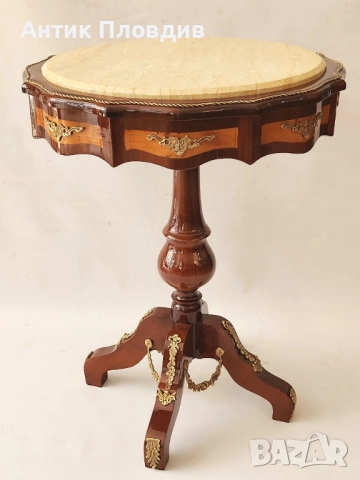 Кръгла помощна маса с мраморен плот, снимка 6 - Маси - 51655669