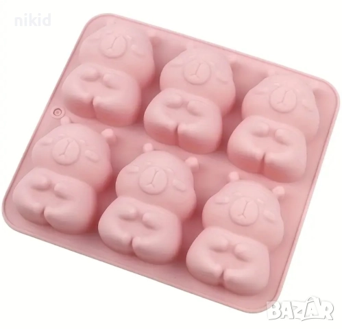 6 дълбоки Капибара Capybara силиконов молд форма фондан шоколад гипс сапун свещ декор, снимка 5 - Форми - 52843441