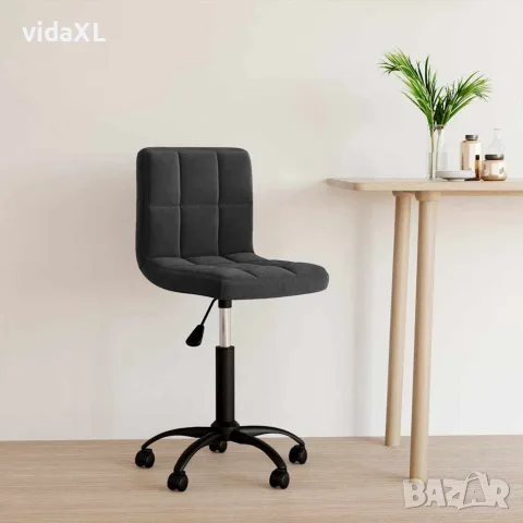 vidaXL Въртящ се офис стол, черен, кадифе, снимка 2 - Столове за офис - 56147014