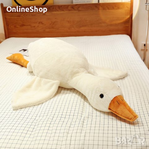 Възглавница във формата на голяма, плюшена, бяла гъска , снимка 5 - Плюшени играчки - 42450726